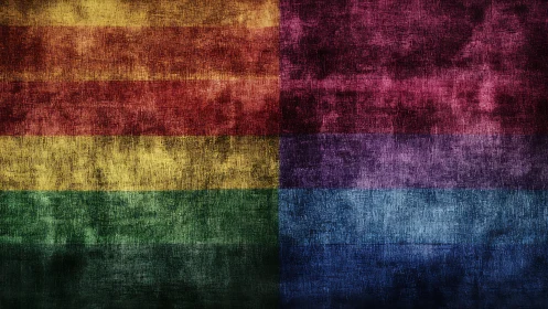 Textured rainbow color blocks divided by vertical line.