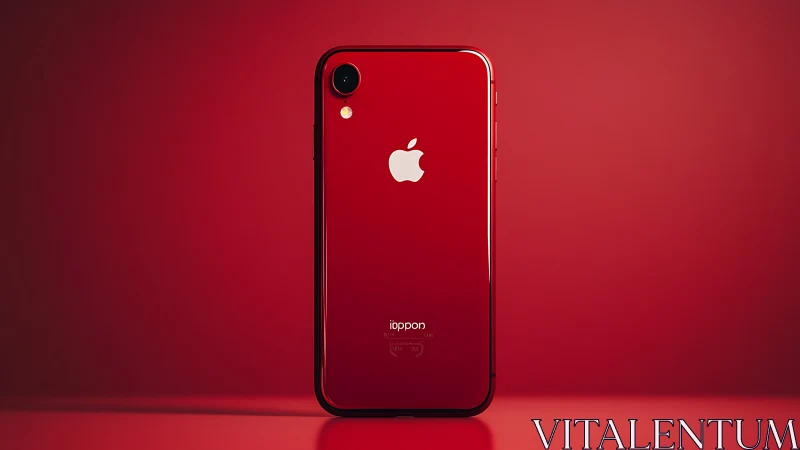 Red iPhone XR with Centered Apple Logo and Single Camera on Gradient Backdrop