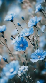 Delicate Blue Flowers Swaying in Gentle Sunlight