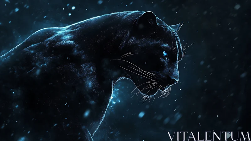 Black Panther in Digital Bioluminescence