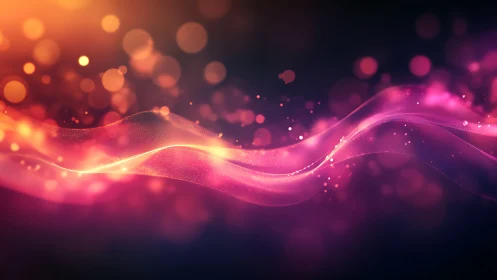 Luminous spectral wavefronts with particulate bokeh diffusion.