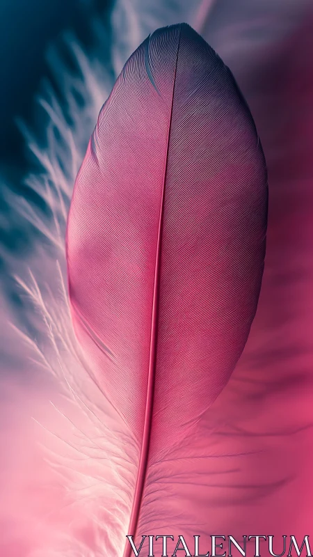 Macro study isolates a single pink feather in soft bokeh field