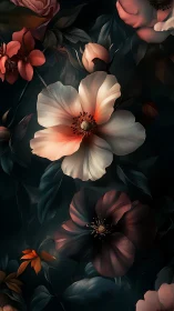 Luminous Floral Garden Against Dark Background