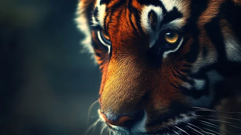 Hyperreal tiger portrait captures intense golden gaze