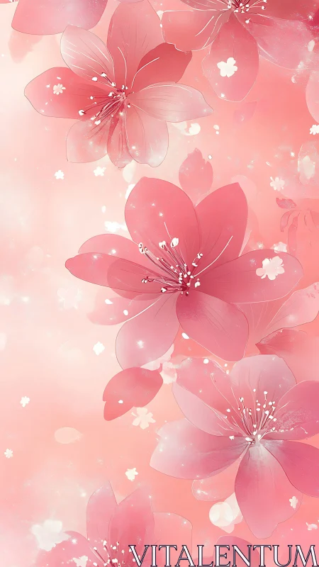 Ethereal Pink Flowers. Soft Light Garden.