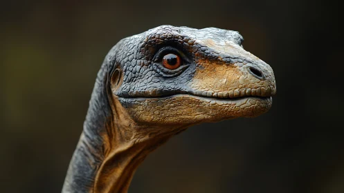 Realistic dinosaur head close-up with detailed textures.