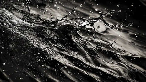 High contrast monochrome macro capture of turbulent water motion