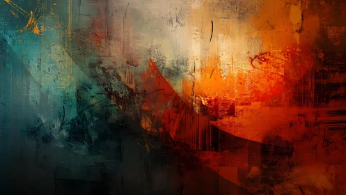 Abstract Colorful Texture with Blue and Orange Brush Strokes.