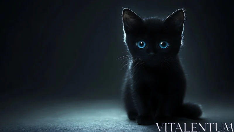 Black Felid Specimen with Luminescent Ocular Features.