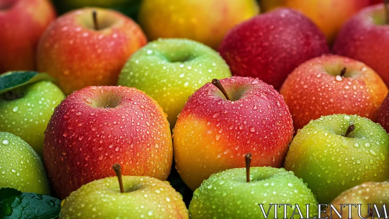 Fresh apples gleam with dewy color in a cozy fruit harvest
