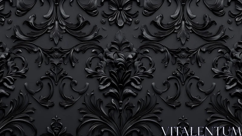 Ornate black baroque pattern casts a dark luxurious mood