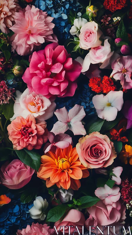 Vibrant Floral Arrangement with Pink, Red, Orange Blooms