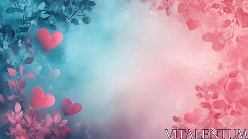 Hearts and Floral Elements Gradient Composition.