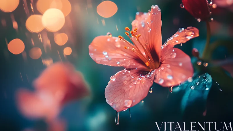 Coral Bloom Dances Through Liquid Light and Dewdrops