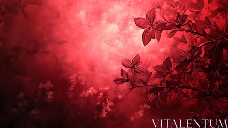 Crimson florals drifting into luminous textured haze.