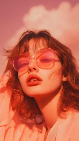 Soft sunset glow wraps a stylish woman in rosy daydreams