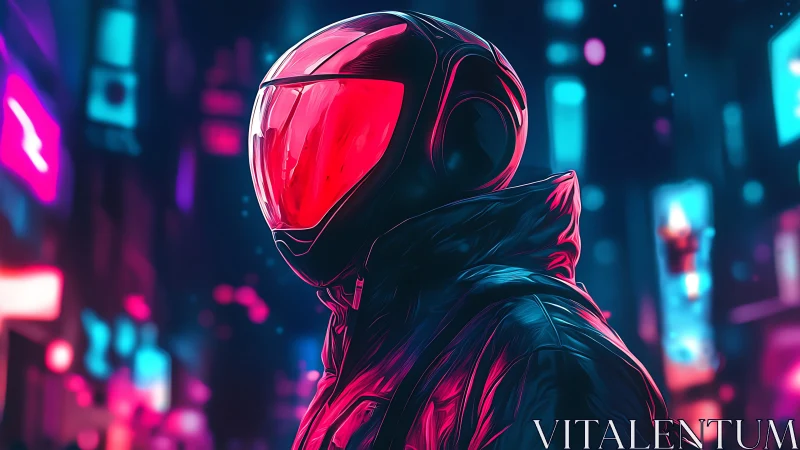 Neon-Edge Rider in Synthwave Cityscape, Digital Painting.