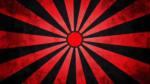 Radial red sunburst graphic uses distressed grunge texture