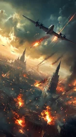 Bomber squadron ignites war-torn gothic city skyline