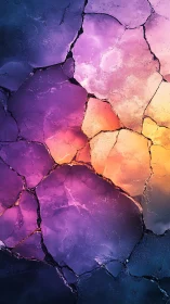 Cracked gemstone surface glows with vibrant gradient light.