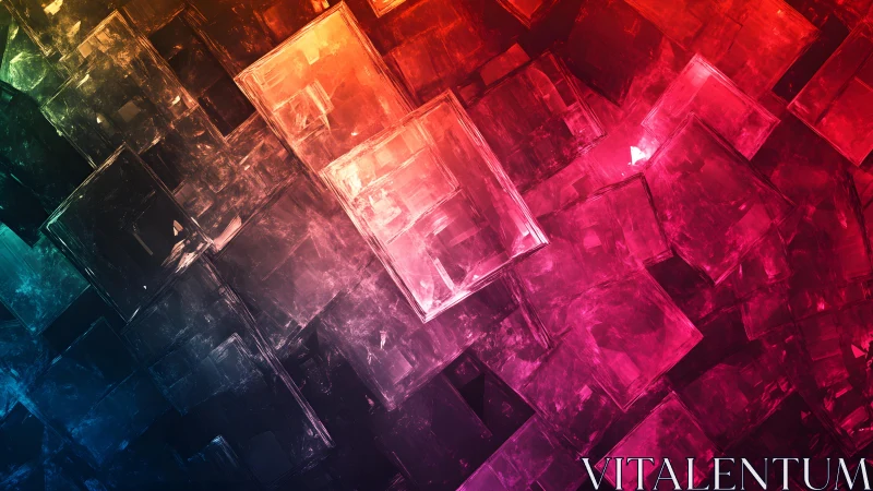 Abstract geometric squares in vibrant red and blue digital art.