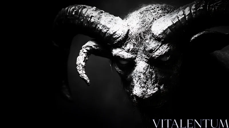 Horned humanoid creature in high contrast monochrome profile.