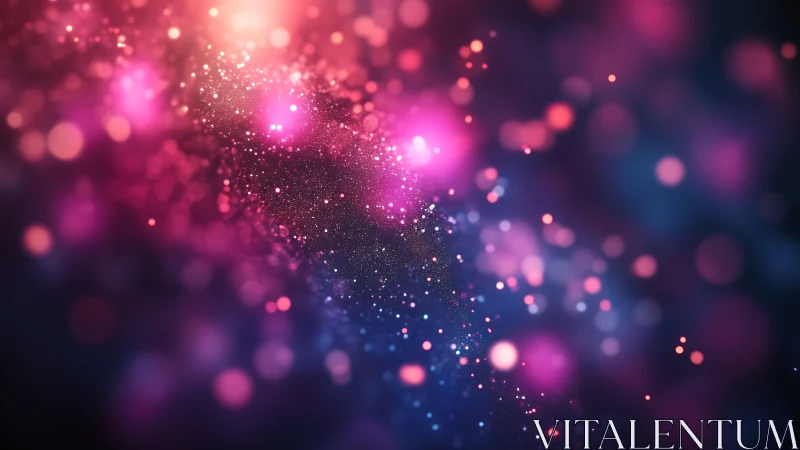 Abstract bokeh field with pink and blue particle clusters.