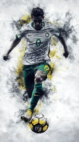 Explosive soccer sprint frozen in bold painted motion.