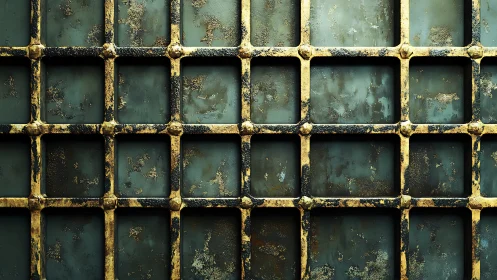 Weathered golden grid invites closer look at worn texture