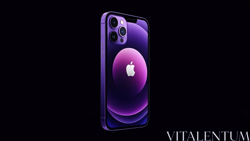 Purple iPhone 14 Pro with Glowing Apple Logo Wallpaper.