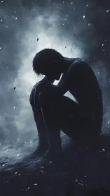 Silhouetted seated figure is framed against diffuse backlight