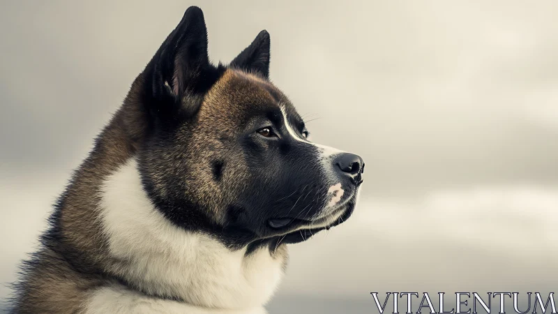 Regal Akita profile in soft overcast natural side light.