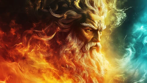 Elemental godhead commands fire and ice in vivid contrast