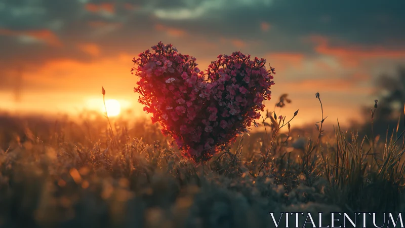 Heart-shaped Flower Cluster at Golden Hour Sunset