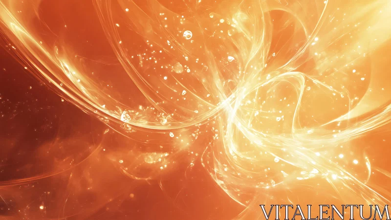 Radiant swirling orange and gold abstract digital art background.