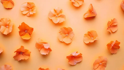 Orange floral pattern on warm gradient minimalist backdrop.