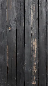 Weathered vertical black wooden planks show worn painted surface