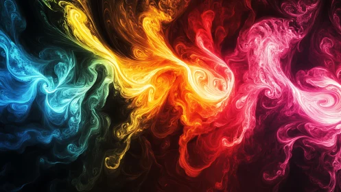 Multicolor turbulent light streams in swirling fluid dynamics