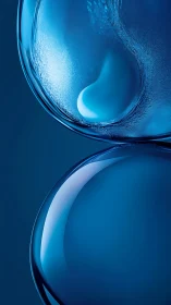 Blue liquid spheres in close-up abstract composition.