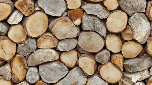 Stacked firewood logs with natural textures and rustic style.