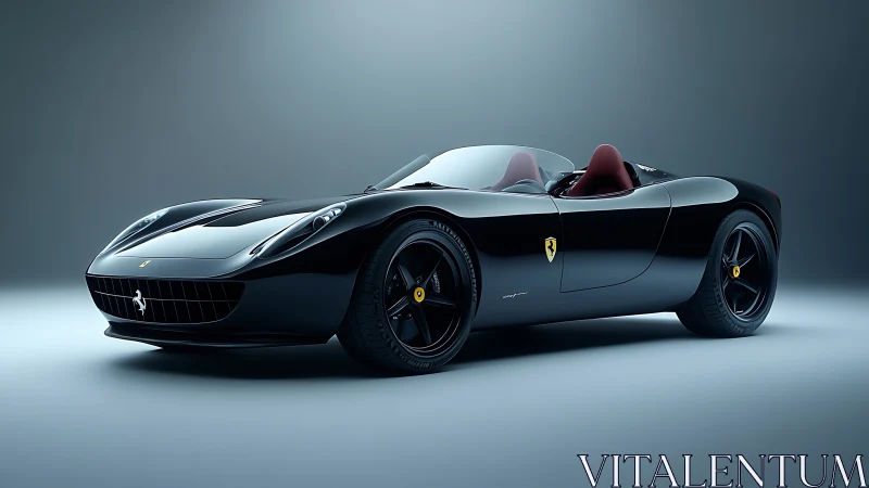 Black Ferrari speedster concept rendered in studio light