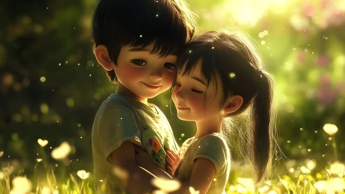 Two Young Hearts Share a Magical Moment in Nature