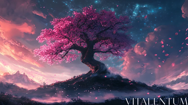 Starlit blossom sentinel bends twilight into quiet magic