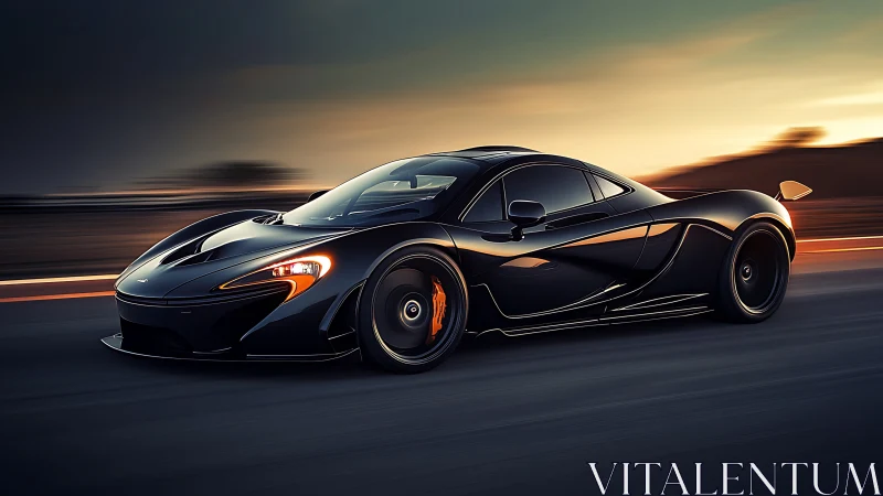 Midnight supercar gliding through a sunset highway dream.