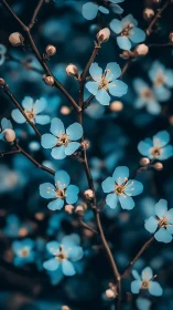 Light blue flowers at various bloom stages on branching stems