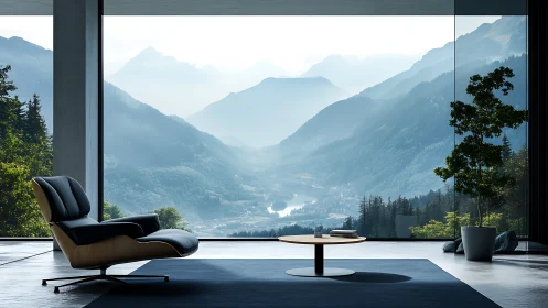 Skyline sanctuary lounge gazing over mist-softened mountains.