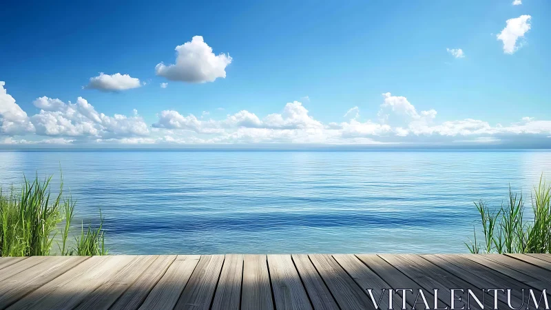 Minimalist seascape renders tranquil horizon in photoreal detail