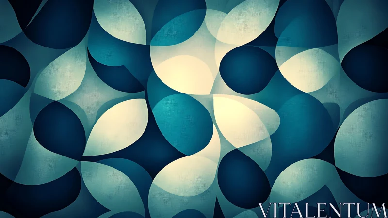 Abstract geometric pattern with blue and cream leaf shapes, modern style.