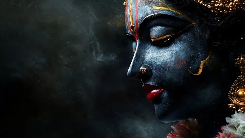 Serene divine profile glows gently against a smoky night