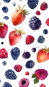 Bright watercolor berries dance across a cheerful white field